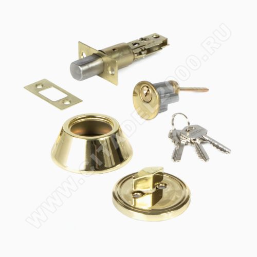 Н-М  Замок врезной D1 (золото) (ключ/фиксатор)