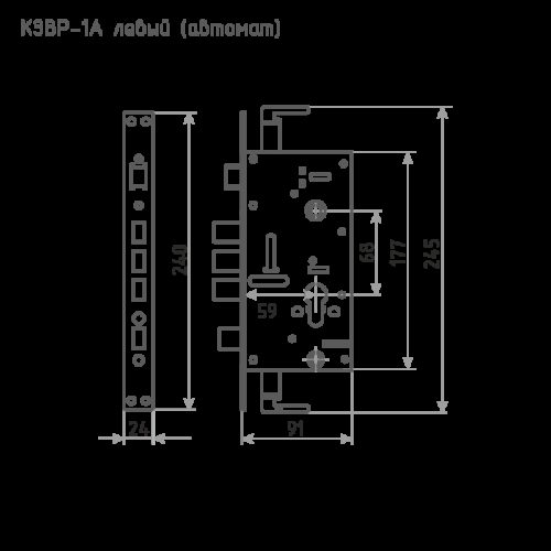 Н-М  Корпус замка КЗВР-1А АВТОМАТ хром для китайских металлических дверей - левый