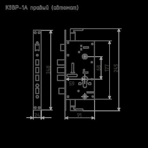 Н-М  Корпус замка КЗВР-1А АВТОМАТ хром для китайских металлических дверей - правый
