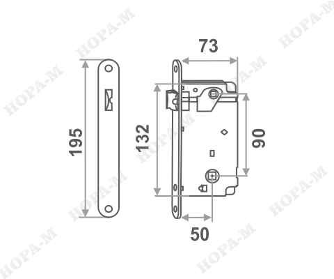 Н-М  Корпус замка 13-90 мм (старая бронза) под фиксатор б/о