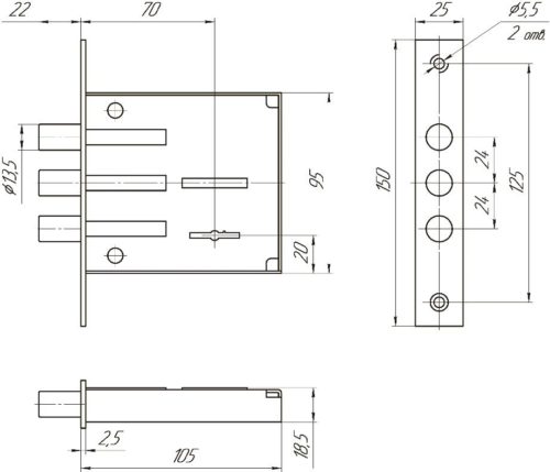 Замок врезной ЗВ8 802.0.0 (3 ключа) б/о  Меттэм
