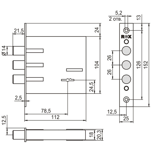Замок врезной ReX.1.3 (аналог 1.04.02)