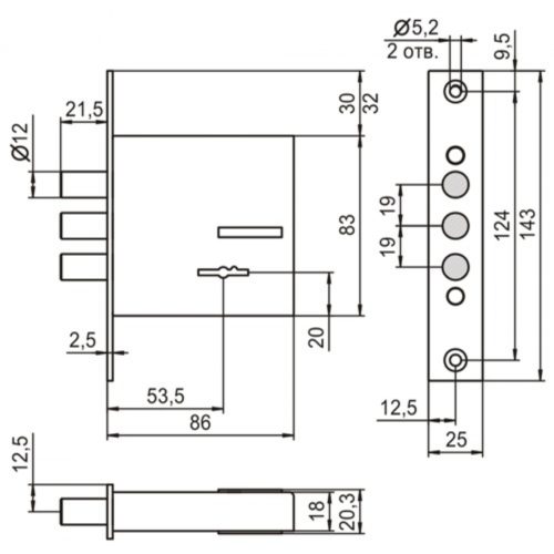 Замок врезной ReX.1.5 (аналог 1.04.06)