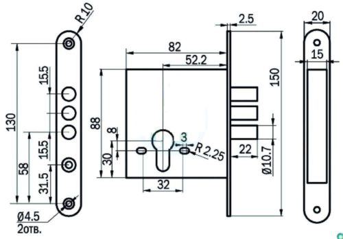 Замок врезной 89400 САМ 1-2 Ц г.Рязань