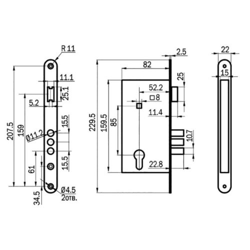 Замок врезной 78000 САМ 4-3 г.Рязань