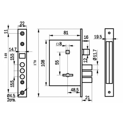 Замок врезной 77316 ЗВ9-6/13  г.Рязань