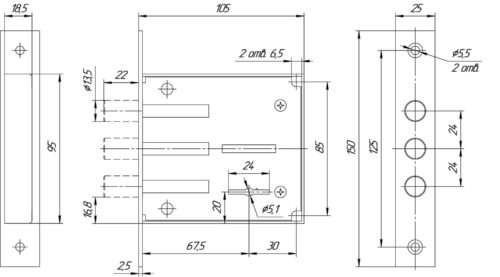 Замок врезной ЗВ8 802.0.0 (5 ключей) б/о  Меттэм
