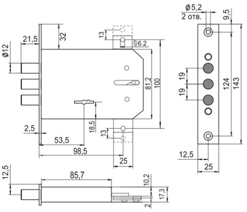 Замок врезной ReX.1.8