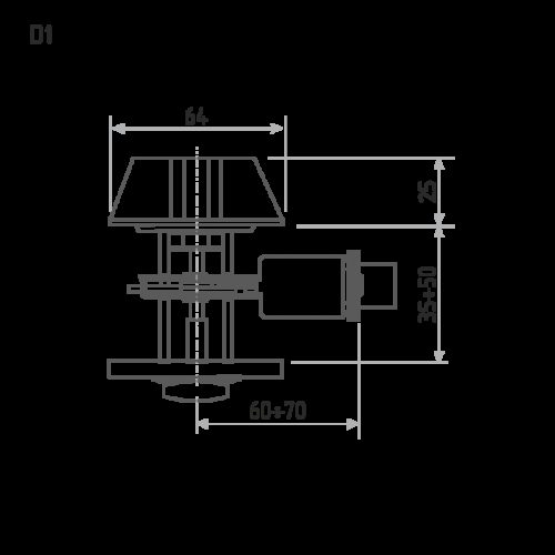 Н-М  Замок врезной D1 (старая медь) (ключ/фиксатор)