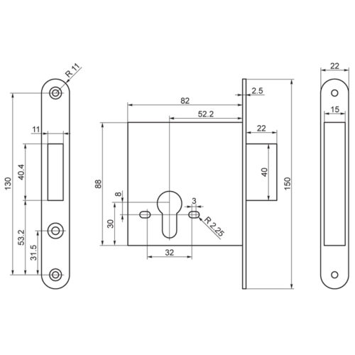 Замок врезной 89500 САМ 1-2-0 Ц г.Рязань