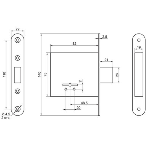 Замок врезной 79701 САМ 8-8-0 (комплект)  г.Рязань