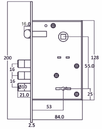 Замок врезной VETTORE 008 CP (хром)
