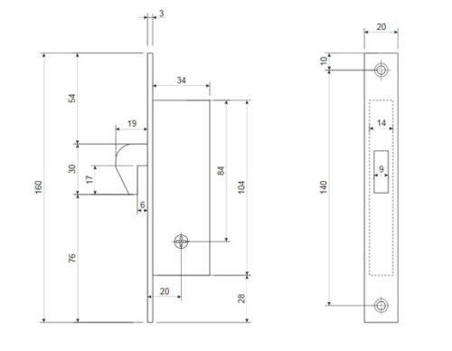 Замок врезной FERRE 72 (5 ключей)