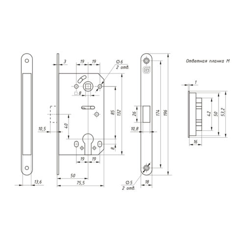 Замок врезной Гардиан  Soft 11 М - WH, магнитный б/ц (белый матовый)