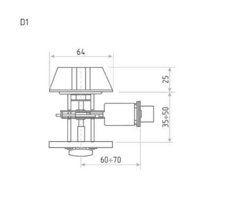 Замок врезной D1 ключ/вертушка SN (никель) MARLOK
