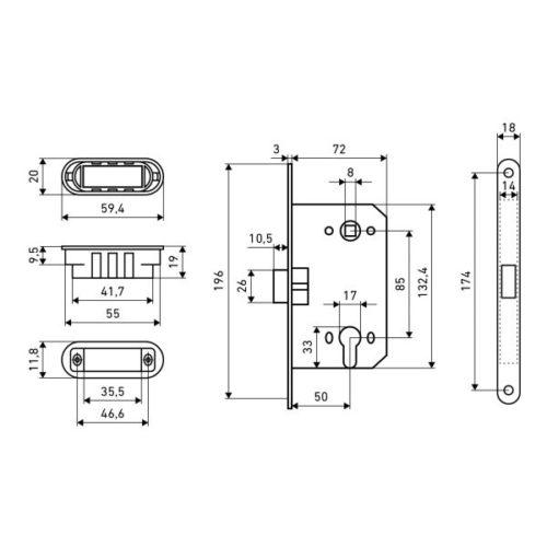 Аллюр  Корпус замка APT 5300-MC PB (золото) МАГНИТНЫЙ