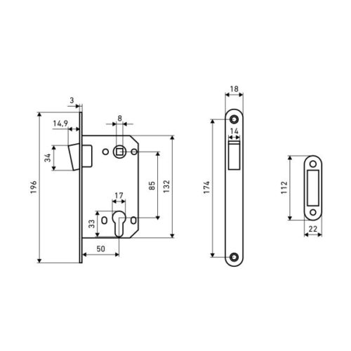 Аллюр  Корпус замка APT 5300-MU BL (мат.чёрный) МАГНИТНЫЙ