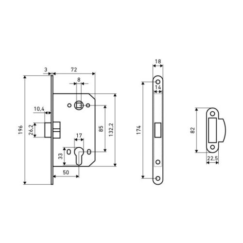 Аллюр  Корпус замка APT 5300-P AC (ст.медь) пластик