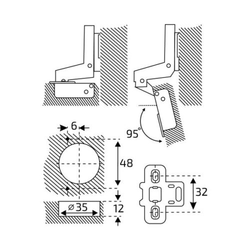 StahlBuro Петля мебельная внутренняя с доводчиком 1111 Clip-On 2 шт.