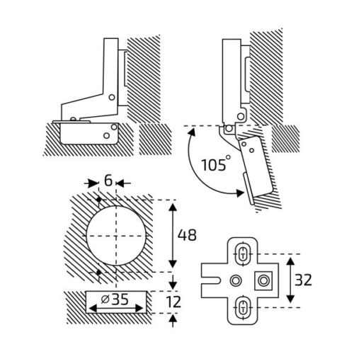 StahlBuro Петля мебельная полунакладная 362 B Slide-On 2 шт.