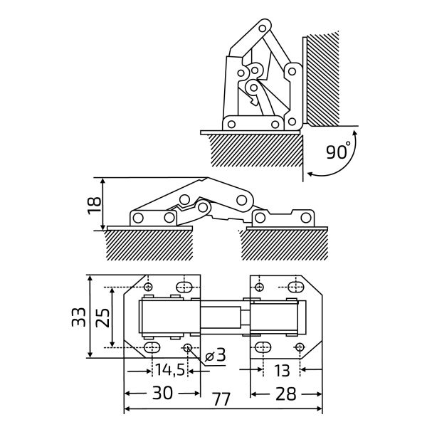 StahlBuro Петля мебельная без врезки 78*33 (малая) А-8 (8-шарнирная) 2 шт. StahlBuro Петля мебельная без врезки 78*33 (малая) А-8 (8-шарнирная) 2 шт.