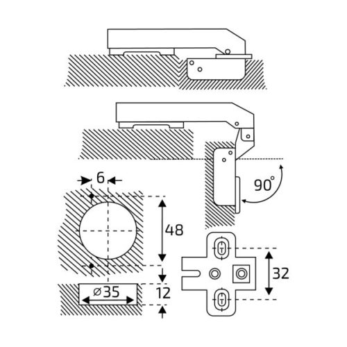 StahlBuro Петля мебельная 1108-90 Slide-On 2 шт.