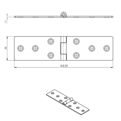 Петля карточная 140*34 (цинк)
