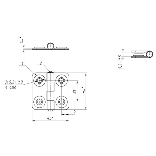 Петля карточная 45*45 (цинк)