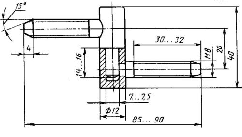 Петля ввёртная ПВУ5.3-М8 (мат.золото)