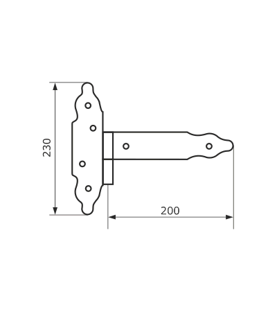 Петля-стрела фигурная съёмная ПС-200 (чёрная) - левая