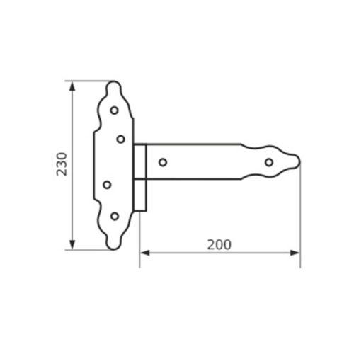 Петля-стрела фигурная съёмная ПС-200 (чёрная) - правая
