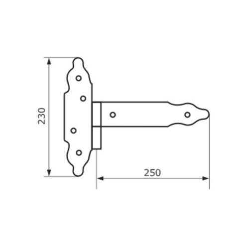 Петля-стрела фигурная съёмная ПС-250 (чёрная) - правая
