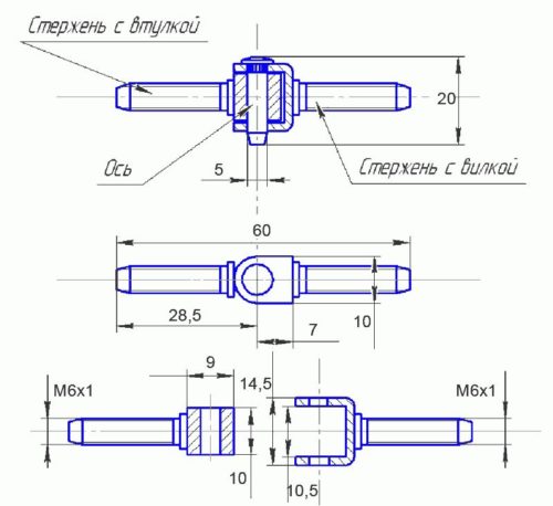 Петля ввёртная ПВО1-М6 (ПВв-М6 )(белая)