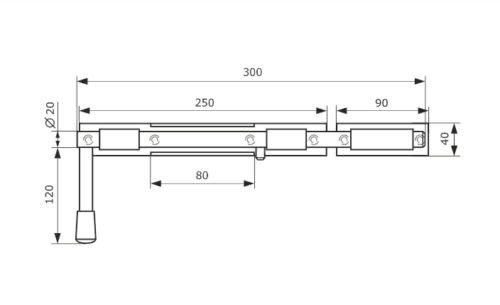 Засов ДОБРЫНЯ 300 мм мод.2 (чёрный)