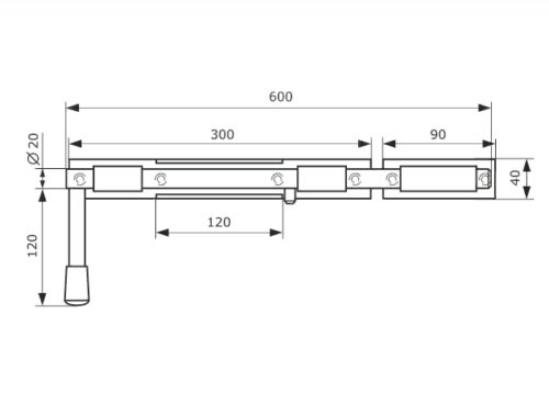 Засов ДОБРЫНЯ 600 мм мод.2 (чёрный)