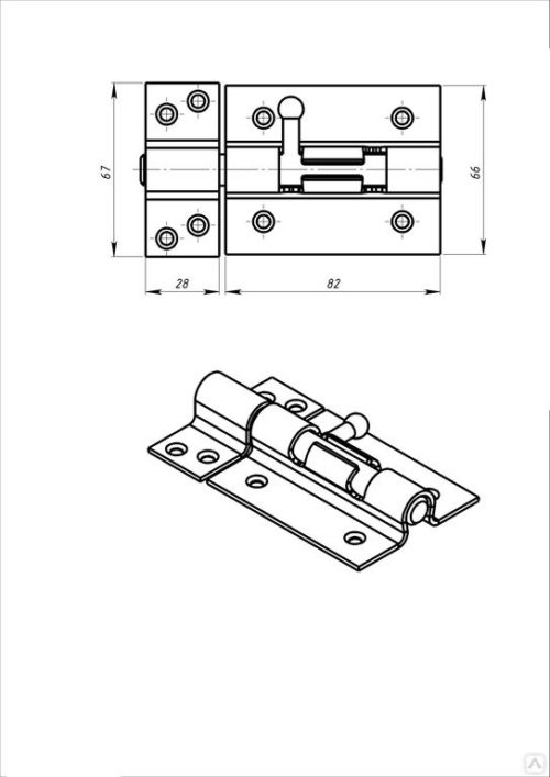 Задвижка дверная ЗД-07 (медь)