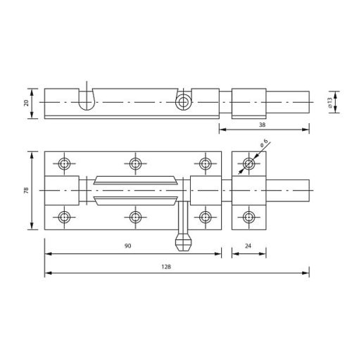 Задвижка дверная ЗД-09 (цинк)