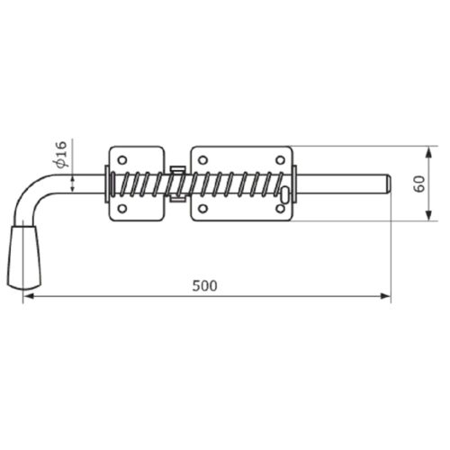 Засов с пружиной 500 мм (чёрный)