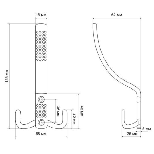 Стандарт  Крючок-вешалка 212 A SN (матовый никель)