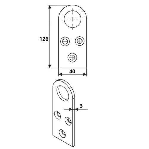 Проушина 56х77 (126х40х3) (цинк белый)