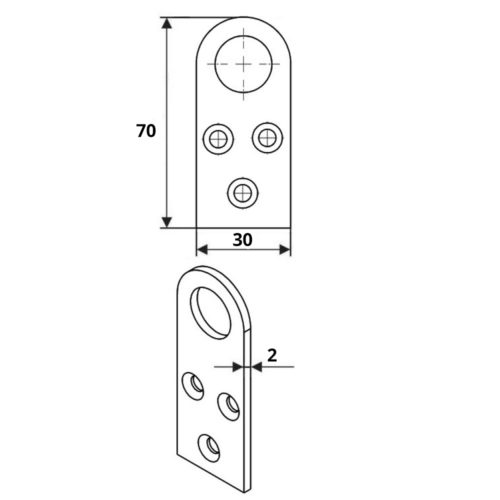 Проушина 70х30 (70х30х2) (цинк белый)