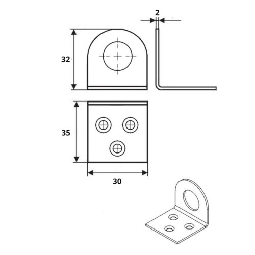 Проушина с загибом 70х30 (70х30х2) (цинк белый)