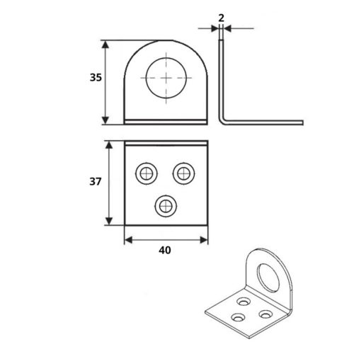 Проушина с загибом 75х40 (75х40х2) (цинк белый)