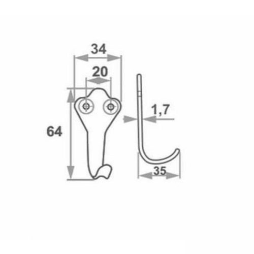 Крючок-вешалка 1-рожковый (ст.медь) №2