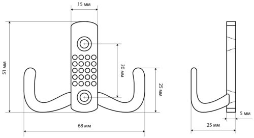 Крючок-вешалка 2-х рожковый (ст.бронза) №10