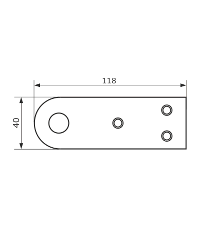 Проушина усиленная 120х40 прямая (толщ. 5 мм) (черный)
