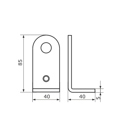 Проушина усиленная 40х85х40 угловая (толщ. 5 мм) (черный)