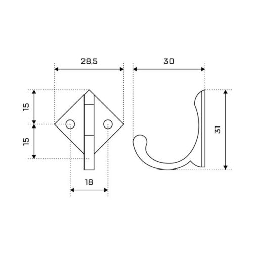 Стандарт  Крючок-вешалка 1011 BL (матовый чёрный) 2 шт.