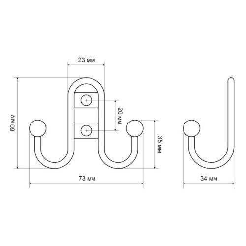 Стандарт  Крючок-вешалка 208 B AB (старая бронза)