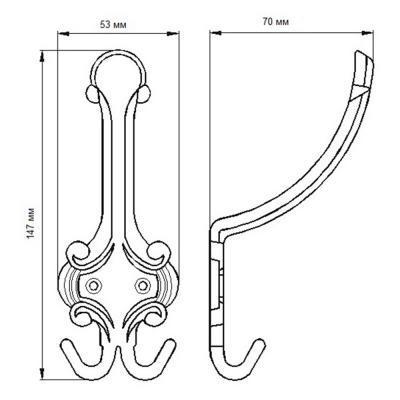 Крючок 3-х рожковый К2  слон  (медь)